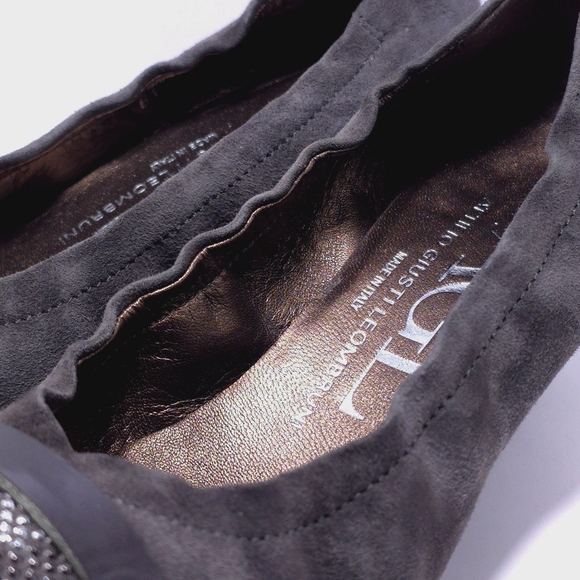 Womens Sz 6 (36.5) AGL Wedge Attilio Giusti Leombruni Gray Snake Studded Ballet - Picture 5 of 11